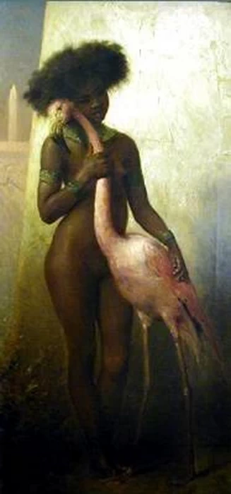 Pierre Olivier Joseph Coomans - Figura nubiana e fenicottero